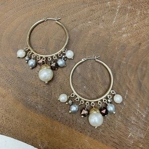 Handmade Beaded Gold Hoops